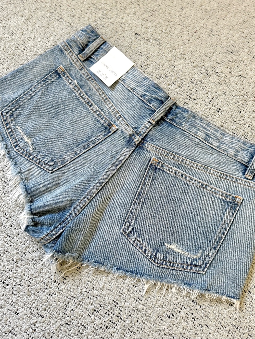 Zara Frayed Light Blue Denim Cutoff Shorts Size 6